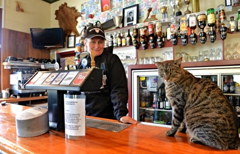 Anita with the pubs cat.