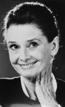Audrey Hepburn at a press conference in Auckland.